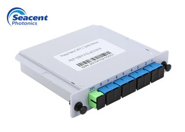 0.9mm 0.5mカセットPLCのディバイダー1x8はSC APCのコネクターのプラグを差し込む